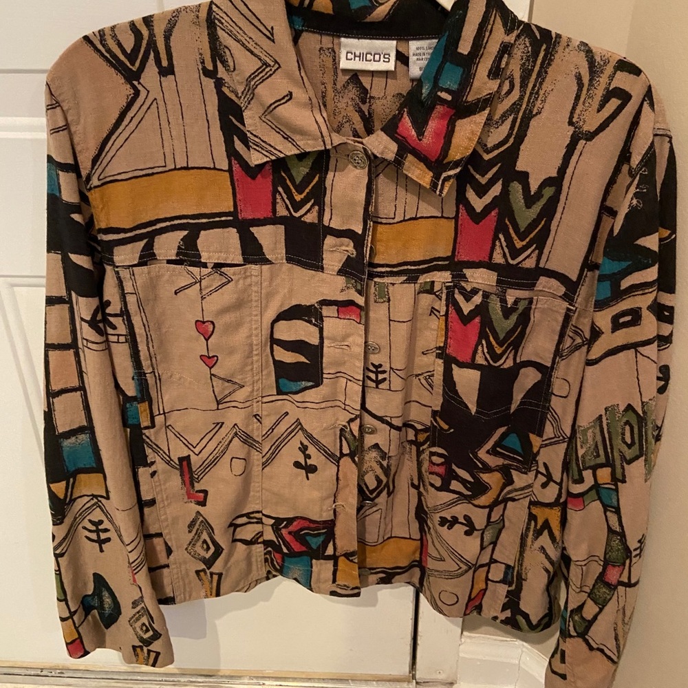 Chico’s Bomber Jacket Size 1 Brown print